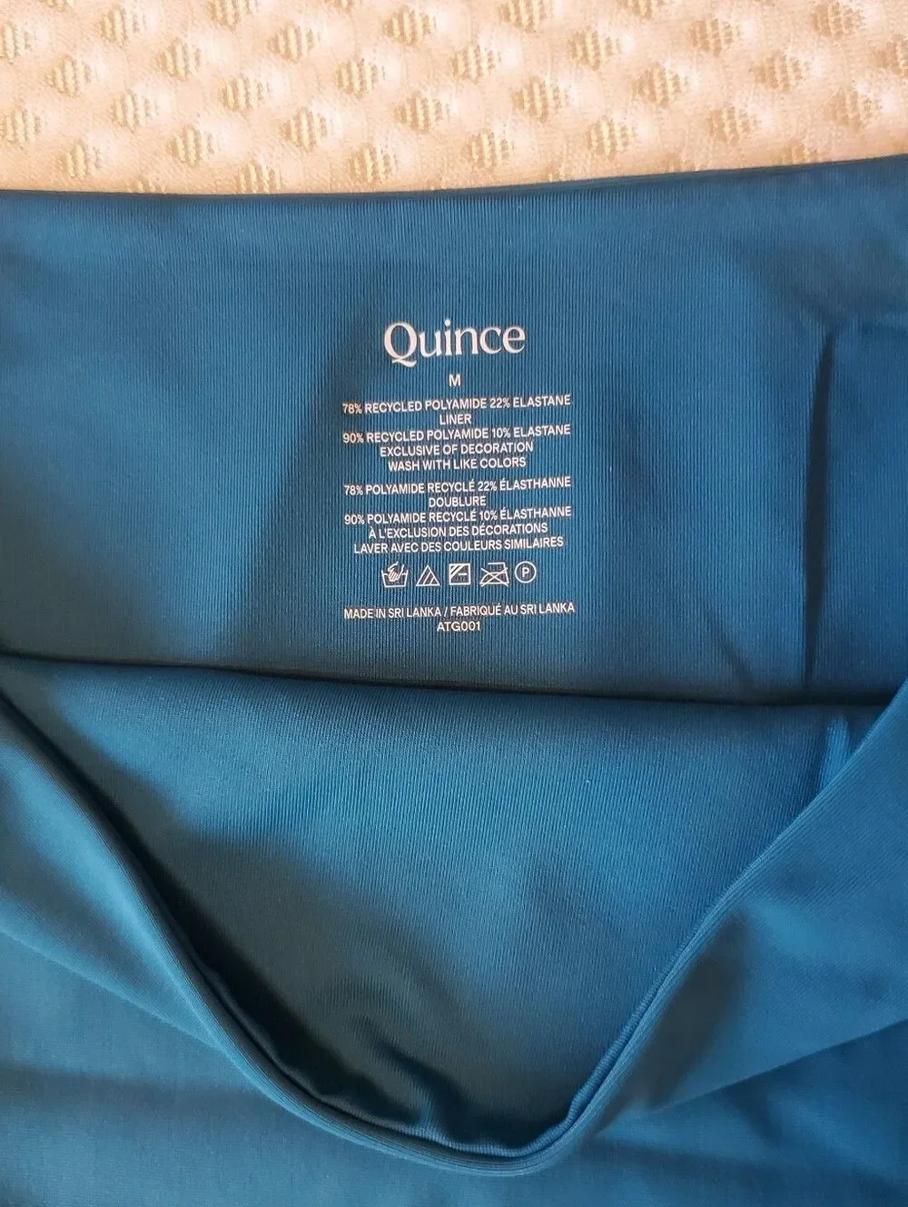 Quince Italian High Rise Bikini Bottoms Teal Blue Size M Vacation Resort Minimal
